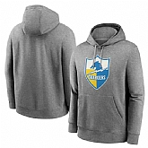 Men's Los Angeles Chargers Heather Gray Primary Logo Long Sleeve Hoodie T-Shirt,baseball caps,new era cap wholesale,wholesale hats
